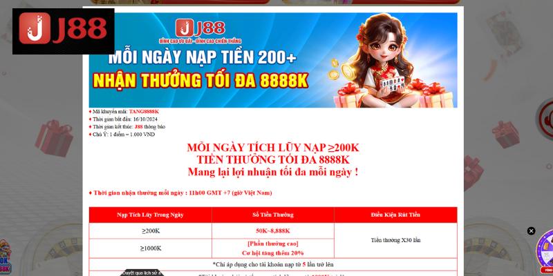 Tích lũy nạp hàng ngày, nhận ngay 8.888K
