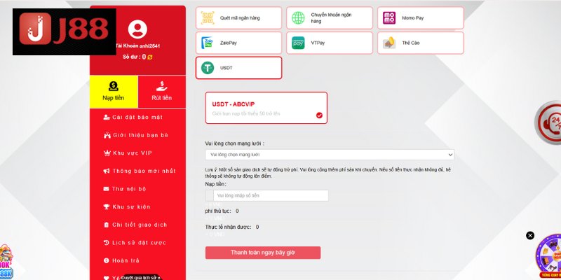 Xử lý sự cố thường gặp khi hội viên nạp tiền J88