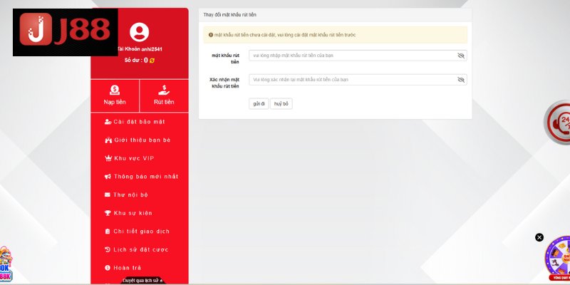 Quy trình rút tiền J88 an toàn